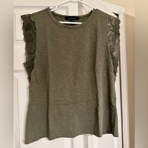 WHBM Green Lace Sleeve Women's Top